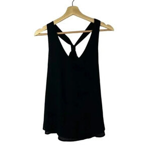 Boutique Pimkie Black V-Neck Chiffon Tank Top S